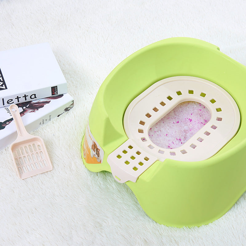 Spillproof Cat Litter Pan Semi-enclosed Oversize Cat Toilet