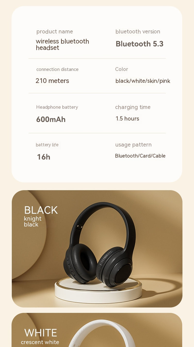 Headset Wireless Bluetooth Headset Good-Looking Mobile Phone Tablet Headset Universal Headset