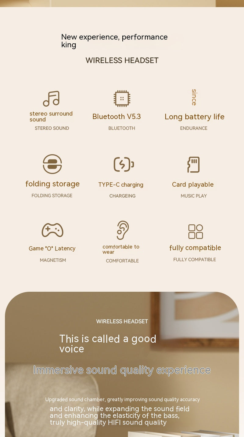 Headset Wireless Bluetooth Headset Good-Looking Mobile Phone Tablet Headset Universal Headset